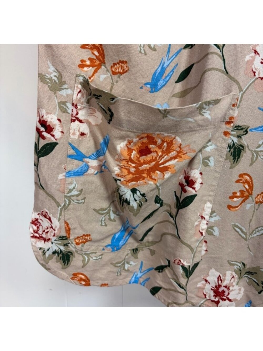 Cynthia Rowley Floral Linen Blend Loose 3/4 Sleeve Top Beige Size 2X New NWT - Picture 4 of 10